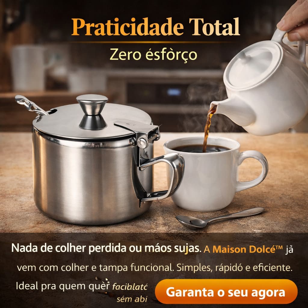 Açucareiro Inox com Colher e Tampa 220 ml Luxo Cozinha Mesa Posta Resistente Café Açúcar Premium