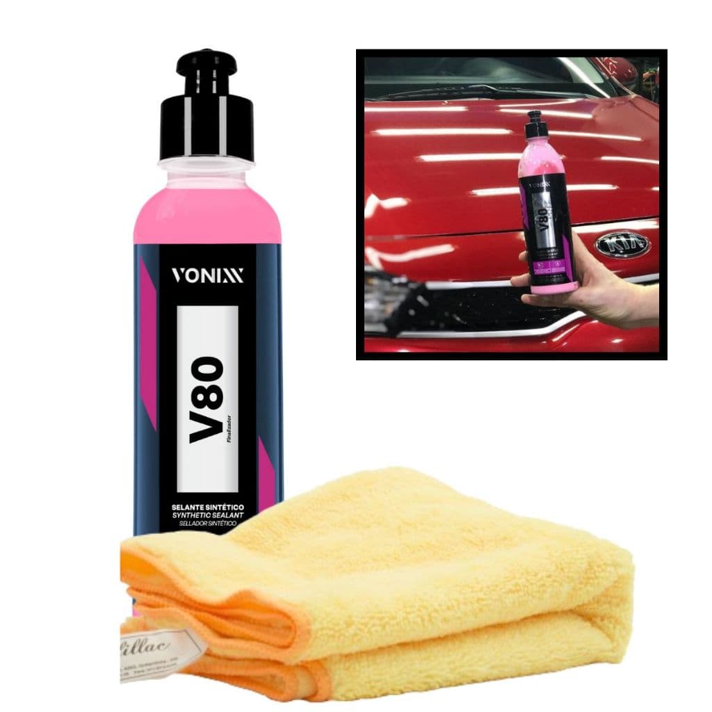 Kit V80 VONIXX 240ml  + Pano Cadillac – Selante Automotivo c/ SiO2 | Brilho e Proteção para Carro