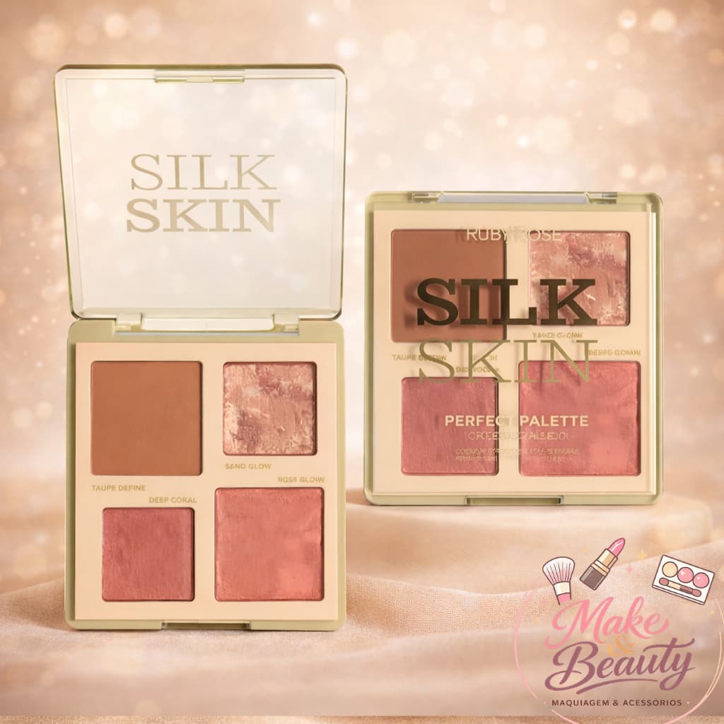 Paleta Contorno Blush Iluminador Ruby Rose Silk Skin HBM1003