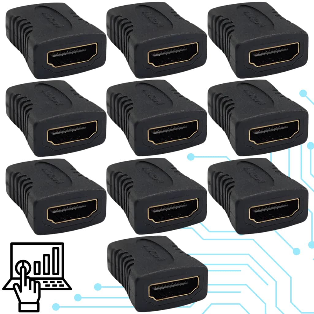 Kit 10 Adaptadores Hdmi Femea X Femea Emenda Extensor Conector De Cabo
