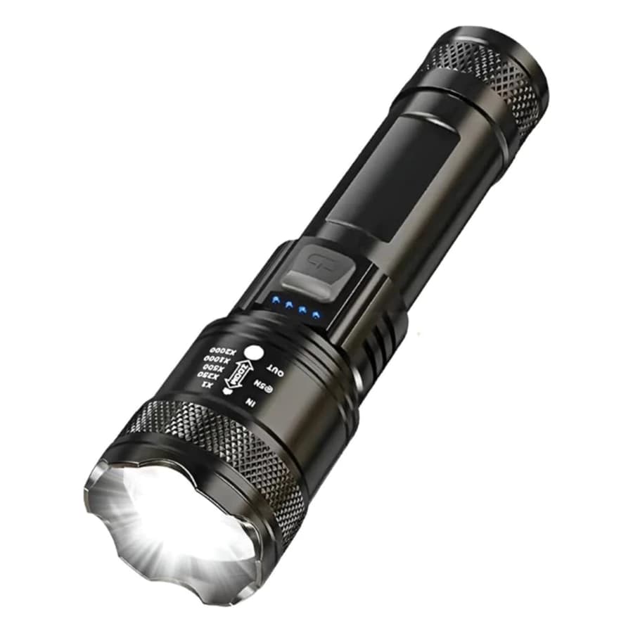 Lanterna Tática Recarregável Onex Lan 7610 LED P50 1200 Lúmens Zoom USB Super Potente 3 Modos IP65
