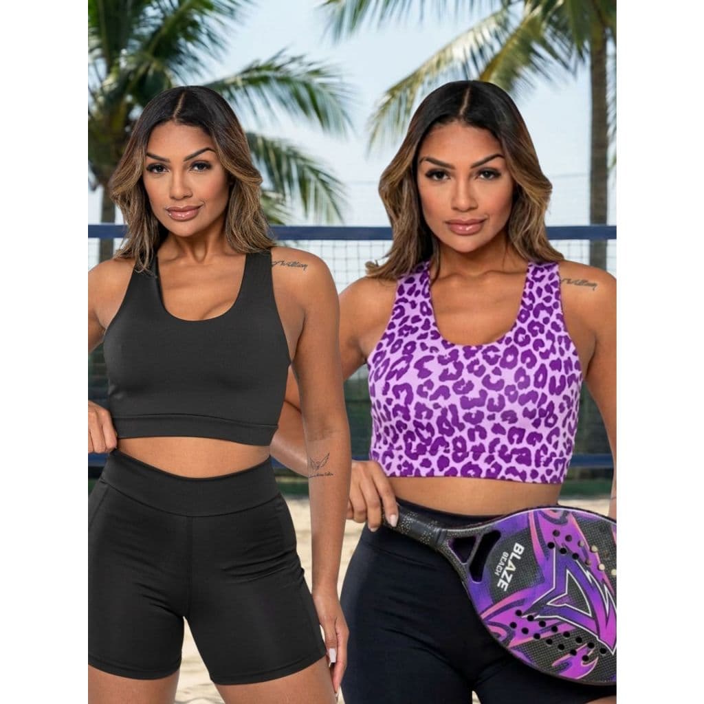 Kit 2 Tops Feminino Beach Tennis Fitness Areia Verão Treino Alta Compressão Conforto Premium