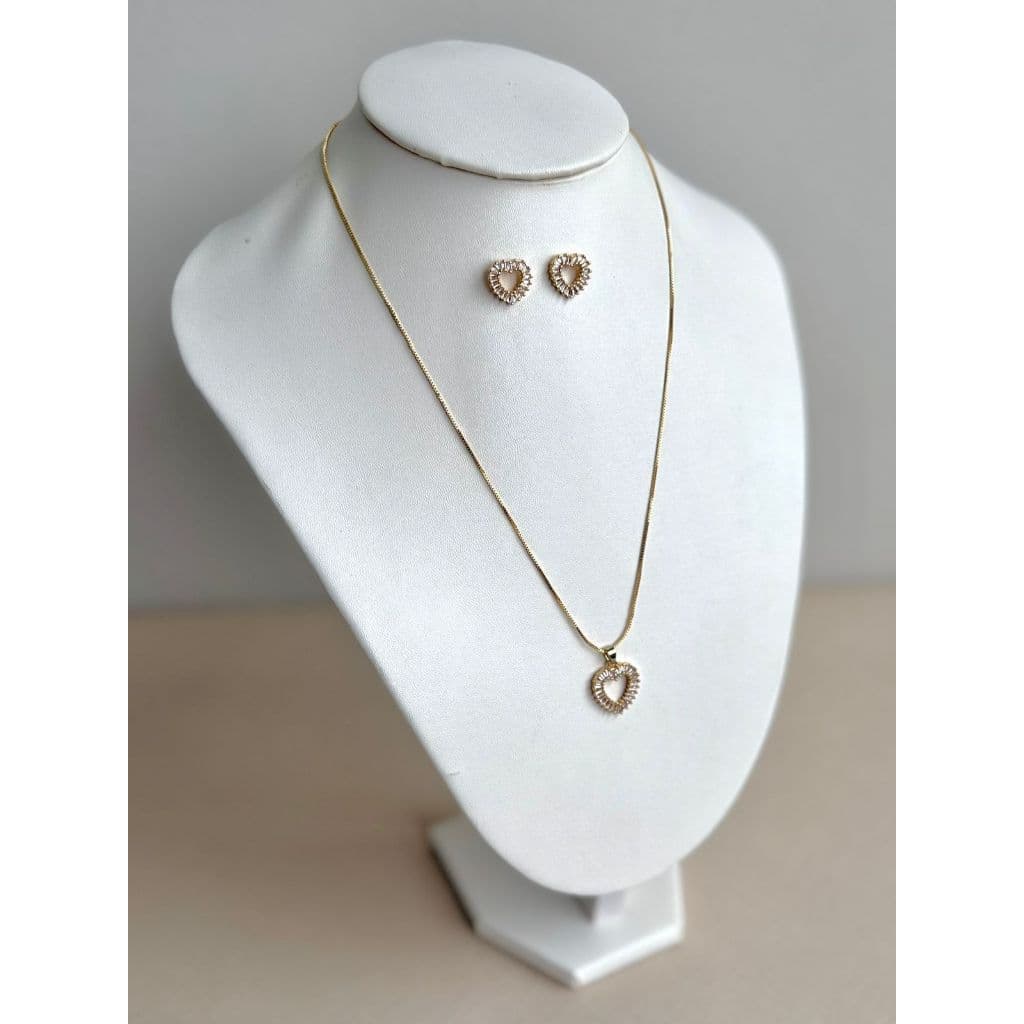 Conjunto Colar Brinco Feminino Dourado e Prata Colorido Brilhante Cravejado com Zircônia Pedraria