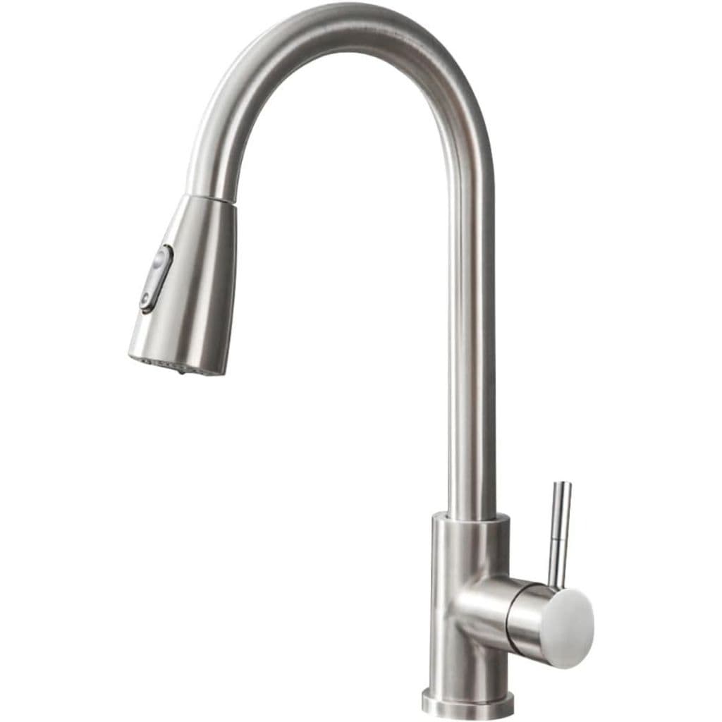 Torneira Gourmet Inox Monocomando para Bancada – Bica Giratória 360° com Chuveirinho Flexível e Ducha Spray RetrátilTorn