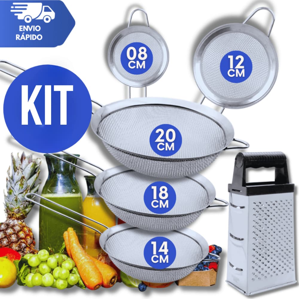 Ralador 4 Faces Peneiras Inox Coador Manual Em Aço Inox Para Cozinha 20cm 18cm 14cm 12cm 08cm