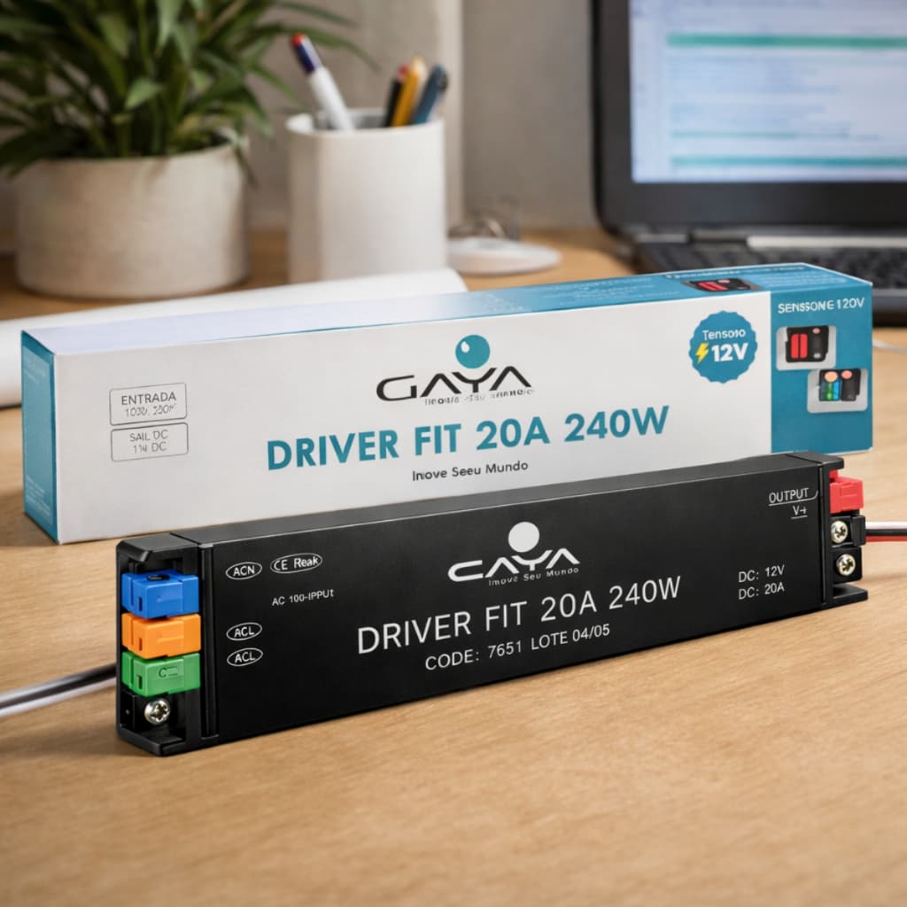 Fonte Driver Fit 12V 240W 20A Gaya 7651 Promoção FG Frete Grátis Fonte LED Sanca Gesso