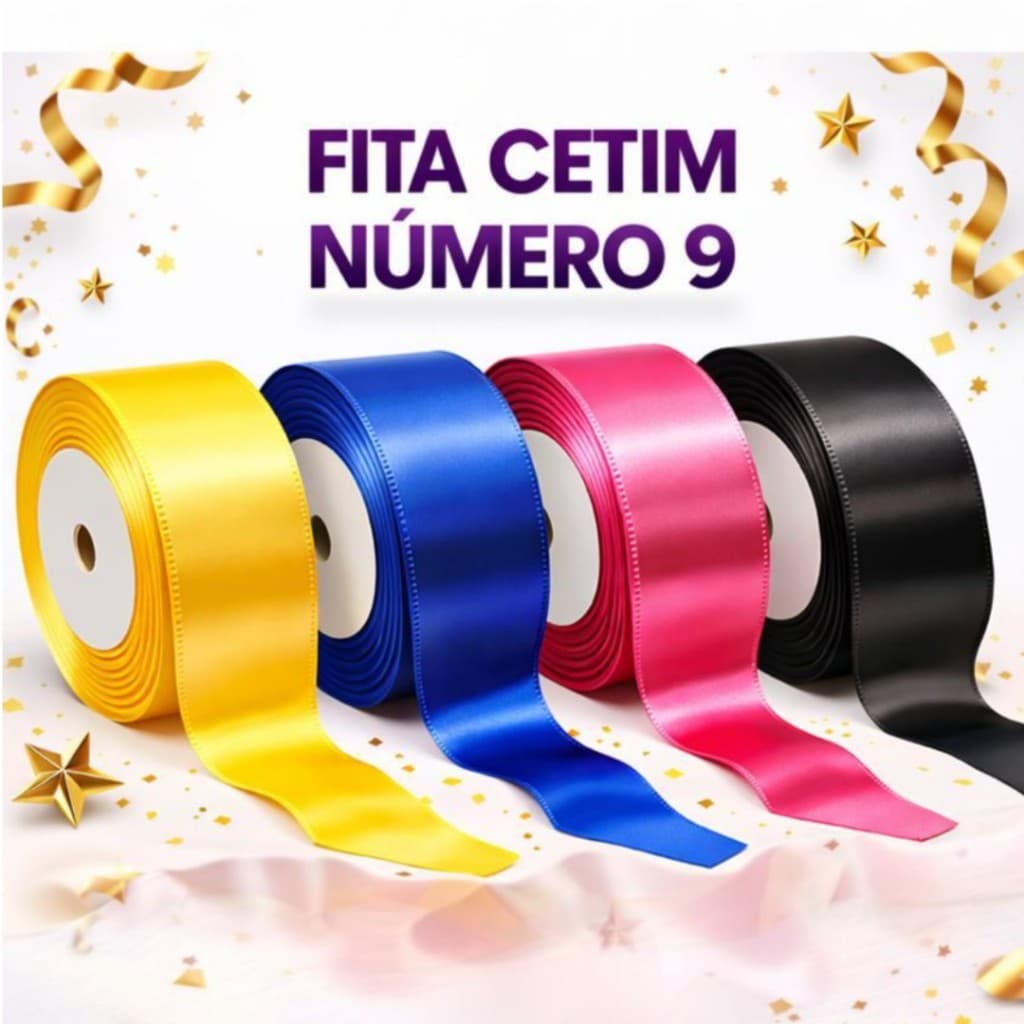 Fita Cetim Nº 9 (38mm) – Cores Vibrantes e Brilho Premium | Ideal para Laços, Decoração e Artesanato