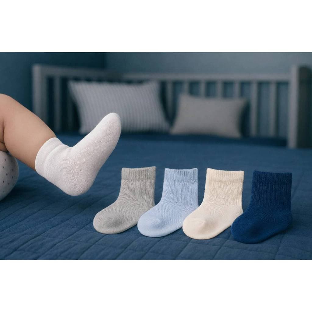 Kit 3 a 12 Pares De Meias Recém-Nascido MENINO Algodão Cor Lisa 0-4 Anos