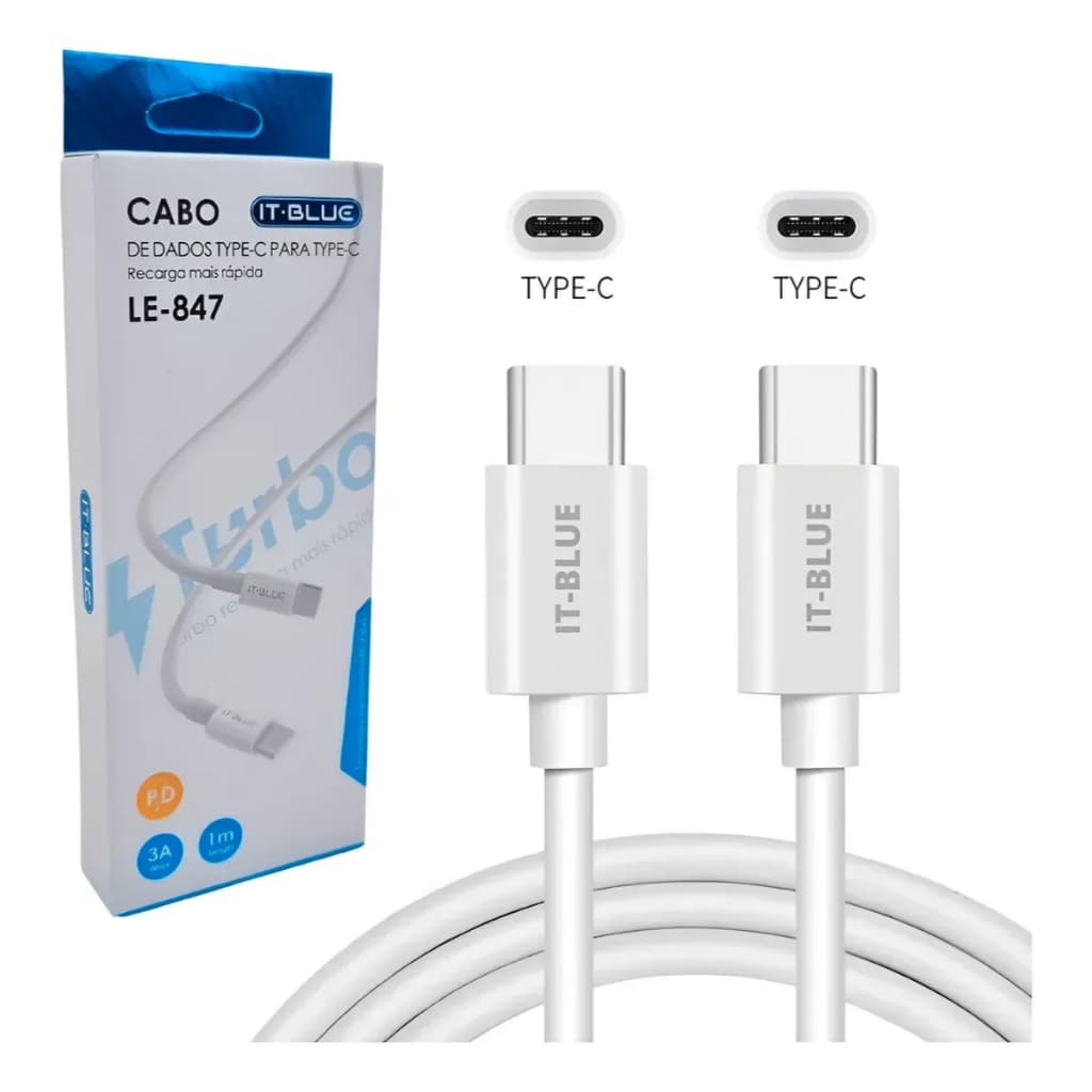 Cabo Tipo-c Tipo-c Turbo Reforçado 60w Carga Rápida Le-847 Branco