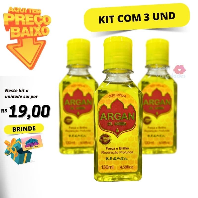 Kit com 3 Óleo de Argan Regata 130ml