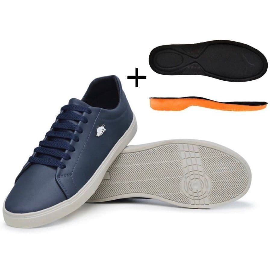 Tenis Casual Masculino Sapatenis com Cadarço Sapato Macio + BRINDE Calcanheira Macia Eva