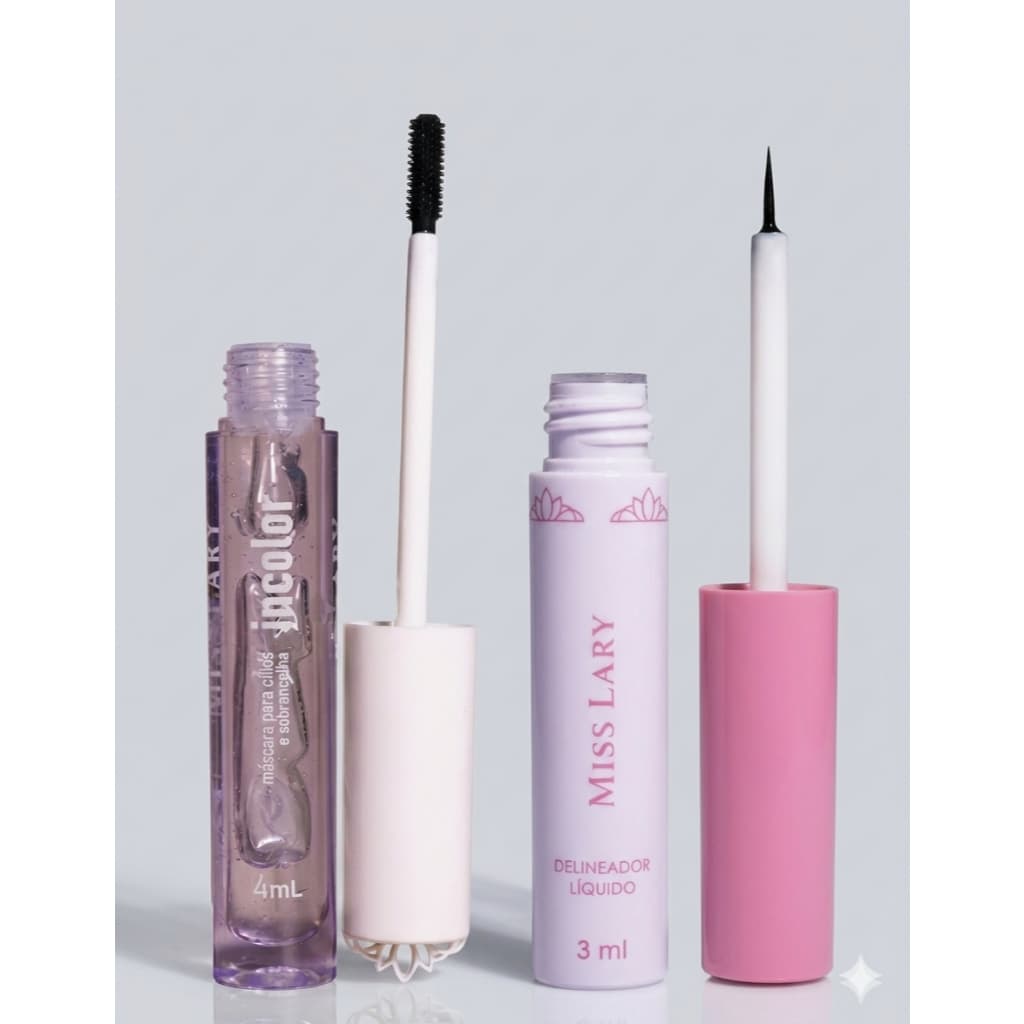 KIT! DELINEADOR LÍQUIDO + MÁSCARA P/CÍLIOS E SOBRANCELHA INCOLOR