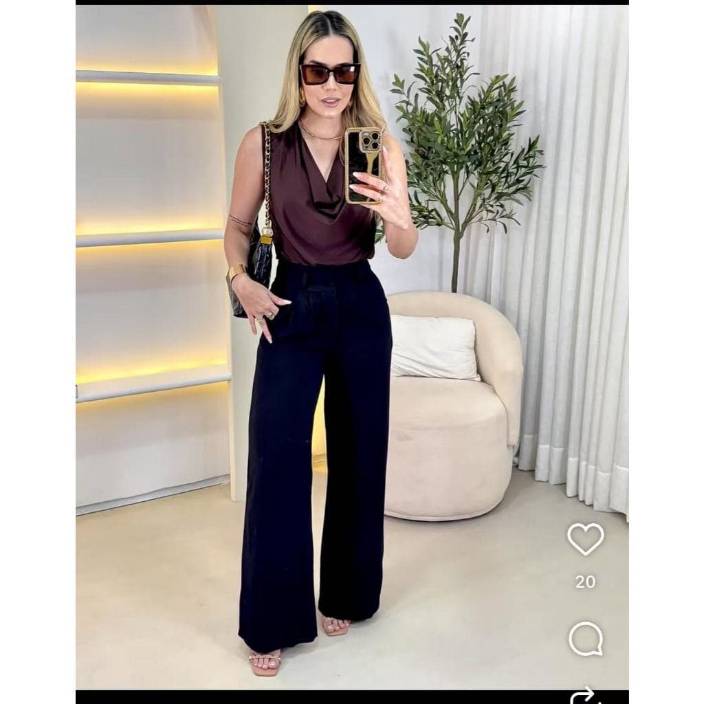 Calça Pantolona Alfaiataria Wide Leg
