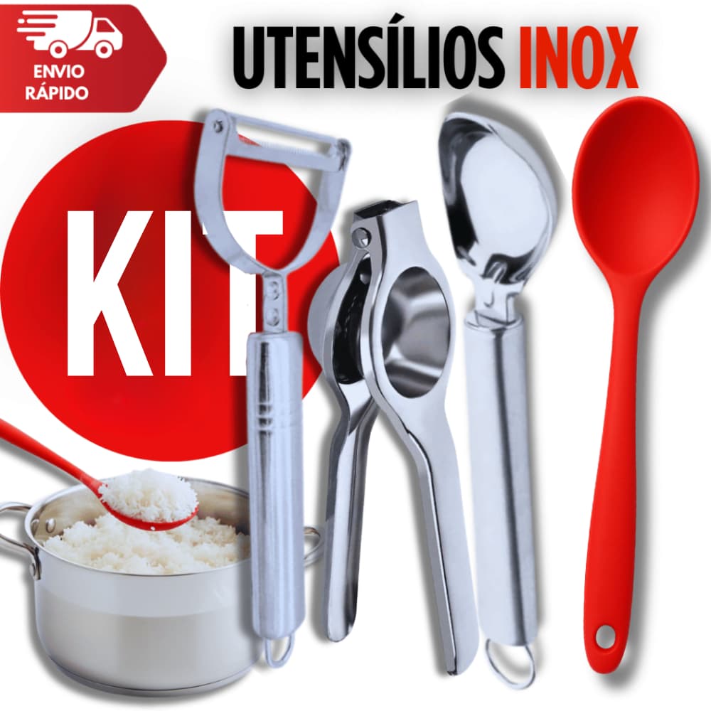 Utensílios Inox - Colher de Sorvete Colher de Silicone Arroz Descascador de Legumes Espremedor de Limão Premium