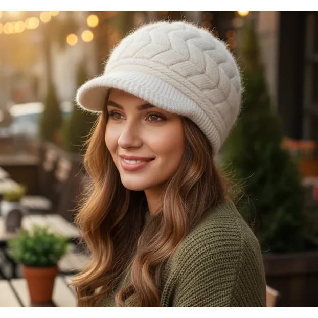 Boné Touca Gorro Chapéu de Lã Forrado Inverno Malha Feminino