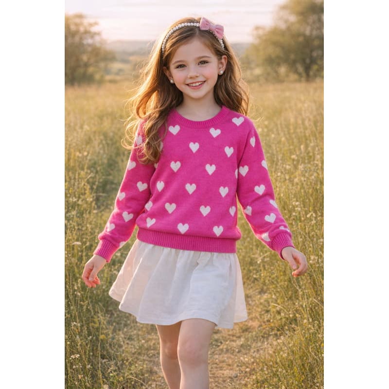 Blusa Tricô Infantil Juvenil Menina Coração MODELAGEM GRANDE