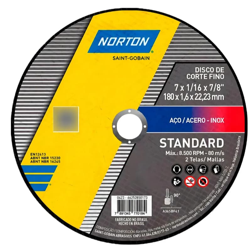 Disco de Corte Desbaste180mm  7 x 1,6 MM Standard Norton