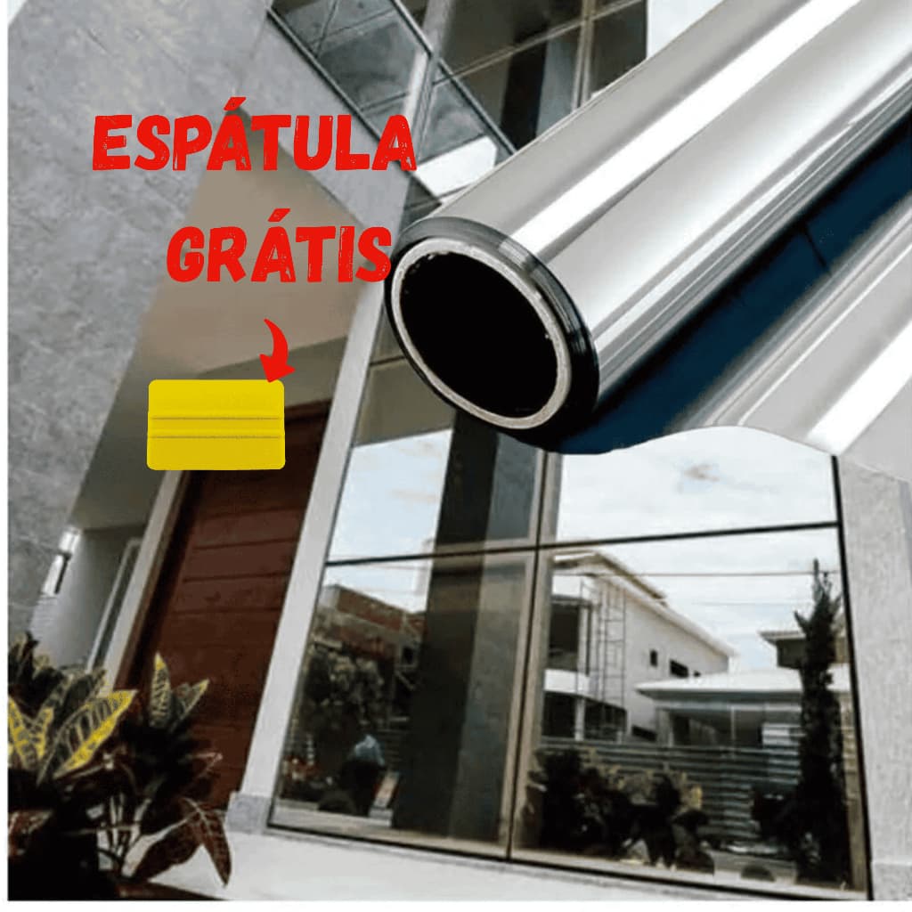 Película Tipo Insulfilm Prata Espelhada Refletiva G5 – Poliéster Profissional,1m x 9m