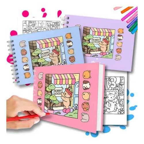 Livro de Colorir | Capa Dura Brilhante Holográfica | Caderno Ursinho para Colorir | Alivie o Estresse