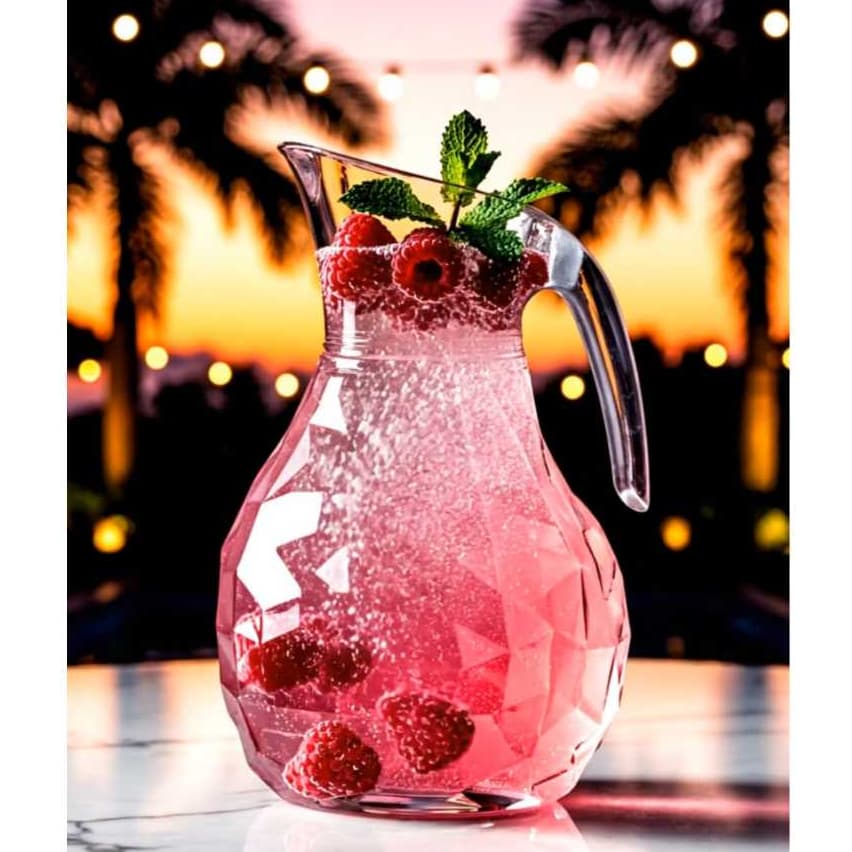 Jarra Com Tampa e Alça 2,3L Tango Cristal Para Água E Suco Rosa Translúcido De Plástico UZ