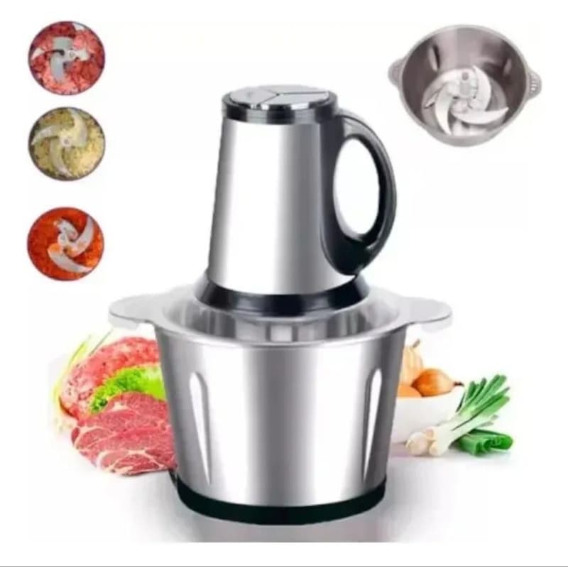 Processador Moedor Triturador Alimentos Elétrico Inox Legumes Carne 3 e 2 Lt 220v Inox