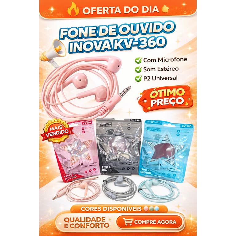 Fone de ouvido Inova com microfone - P2