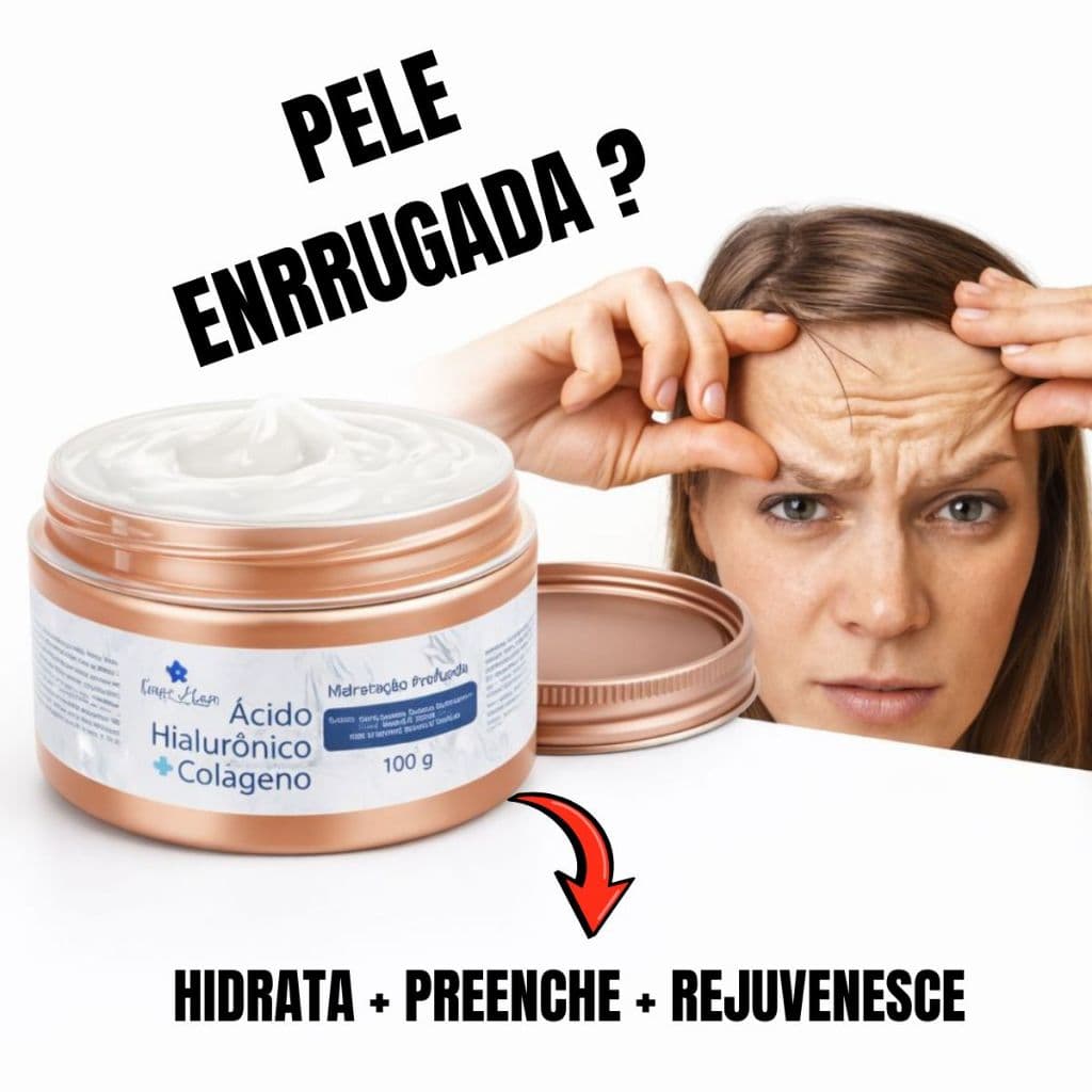 Ácido Hialurônico + Colágeno Facial Hidratante Antirrugas Rejuvenescedor Ultra Firmeza Elasticidade Hidratante 100g