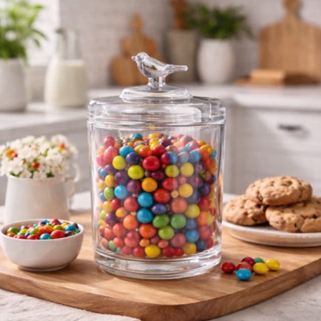 Pote de Cristal  com Tampa Bird 10,5cm x 10,5cm x 14,5cm - Wolff