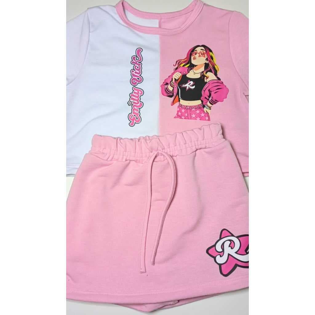 CONJUNTO EMILY VICK BLUSA + SHORT SAIA  INFANTIL JUVENIL ( 4 - 12)