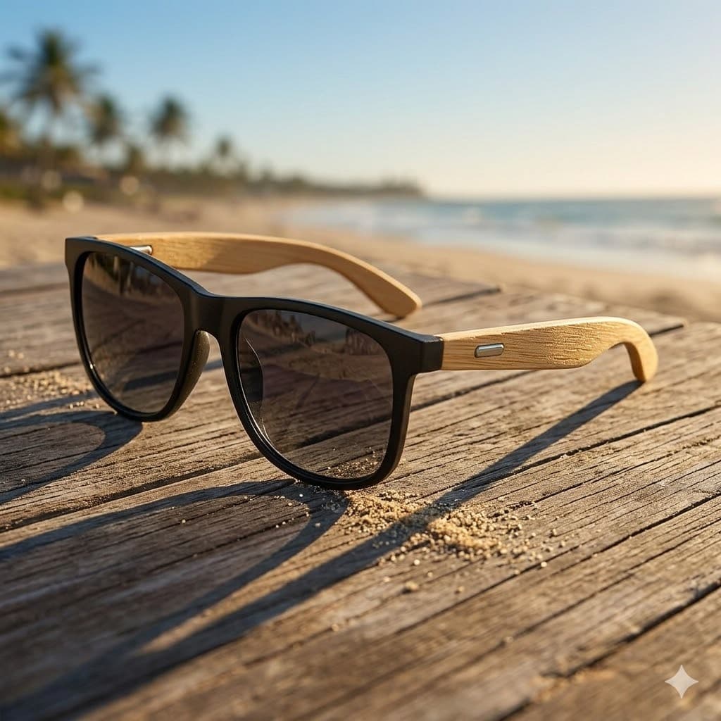 Óculos de Sol Classico Proteção UV400 Haste Amadeirada - Unissex Estilo Moderno