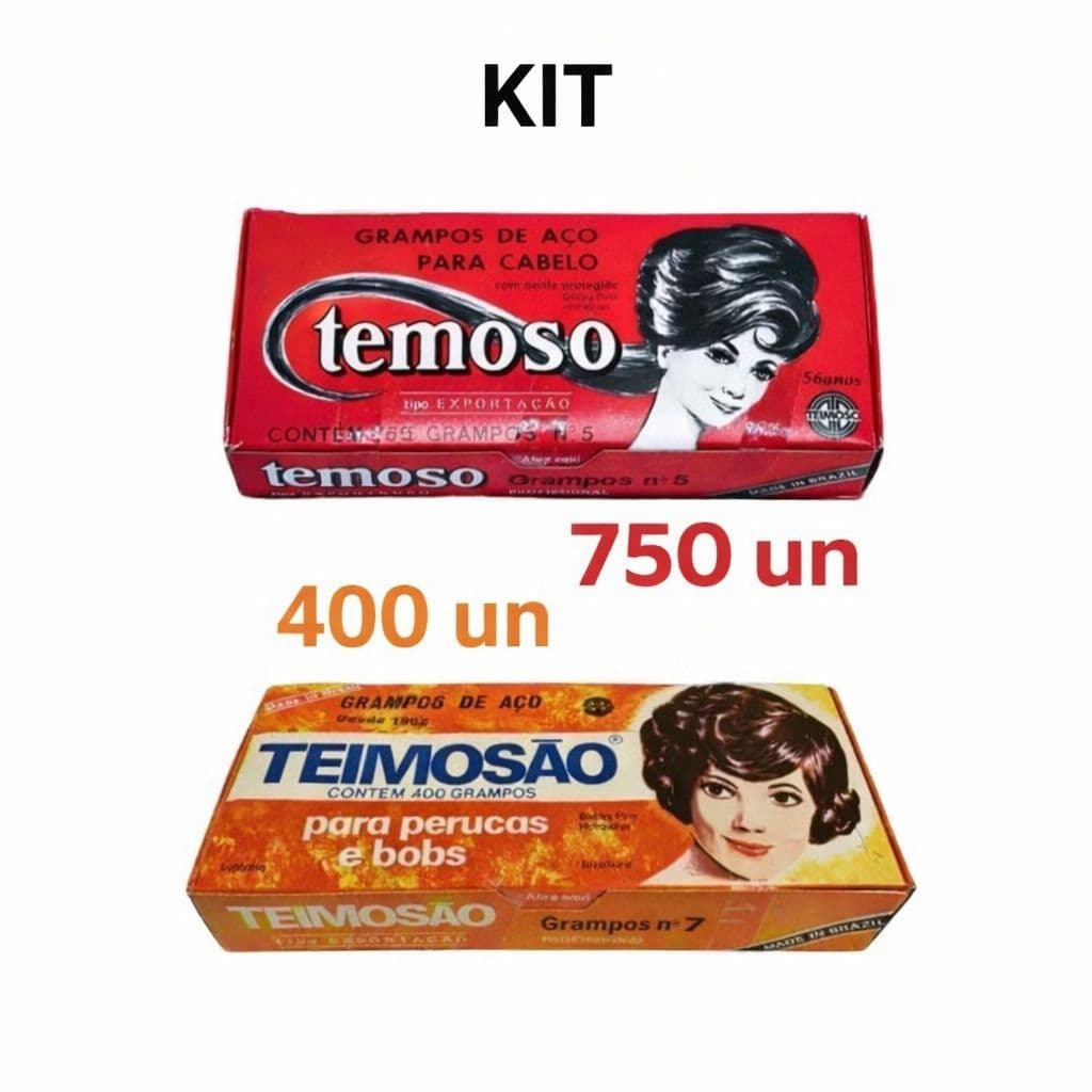 Kit 2 Grampo N 5 c/ 750un+ N 7 c/ 400 unidades Preto Teimoso Temoso Peruca e Bobs