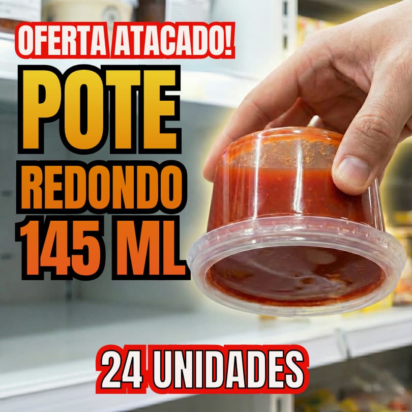 Pote Redondo 145ml com tampa | 24 unidades | Vai ao freezer e microondas