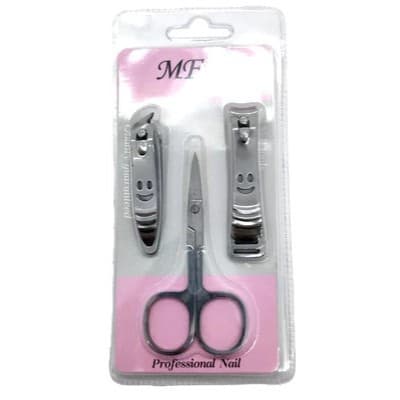 Kit com 2 Cortadores de Unhas + Tesourinha com Ponta Curva