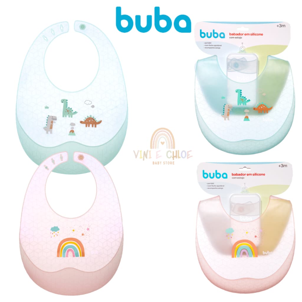 Babador em Silicone com Estojo Buba Magic Babador em Silicone Pega Migalhas Infantil