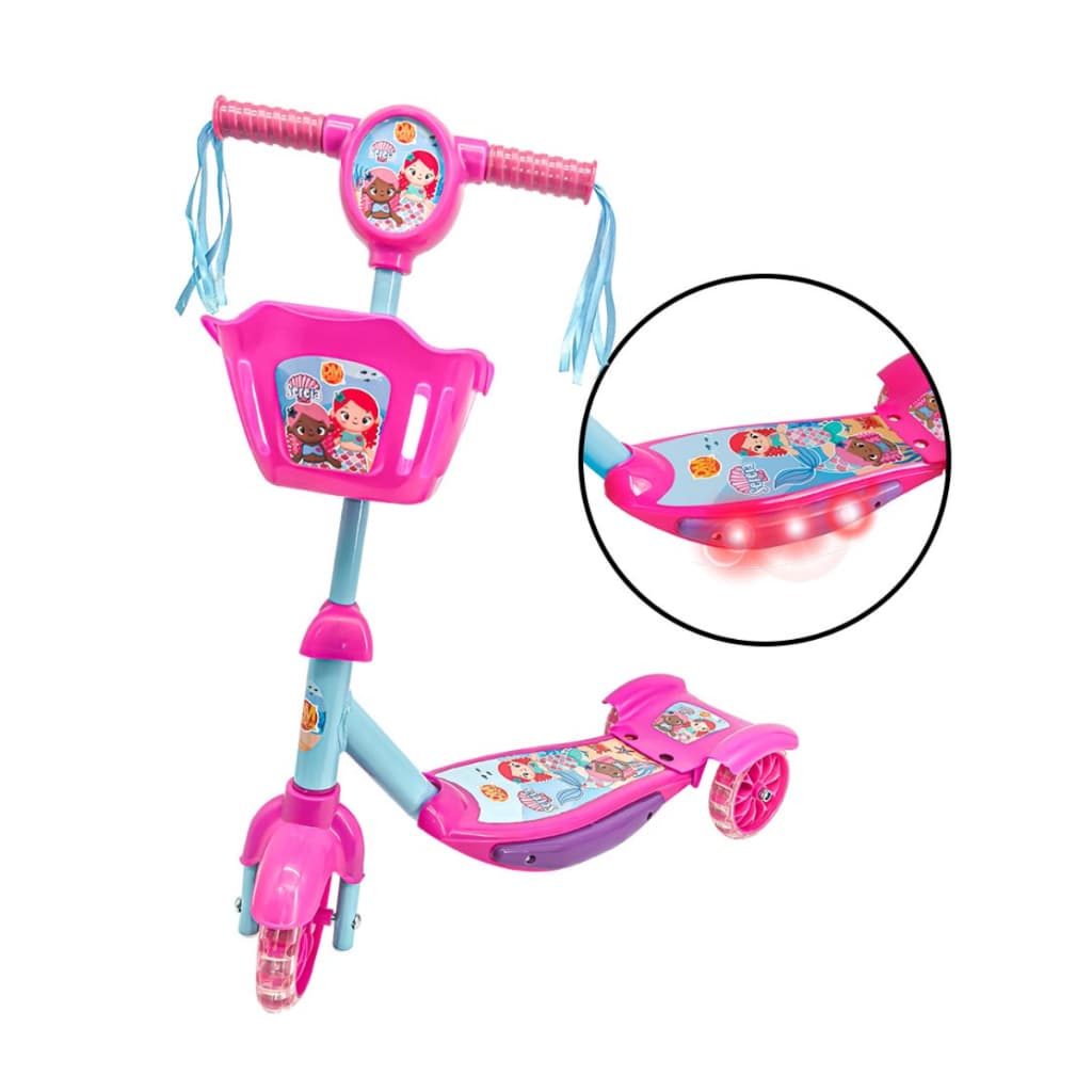 Patinete De 3 Rodas Meninas Princesa Musical Cesta E Luzes Até 35kg Patinete Infantil Promoção