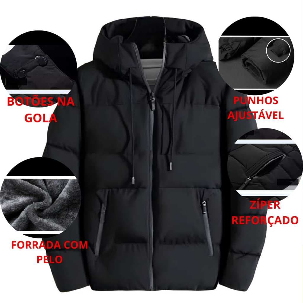 Bobojaco masculino l Prova D`Agua l Impermiável l Forro Peluciado l Com Fone l Gola alta