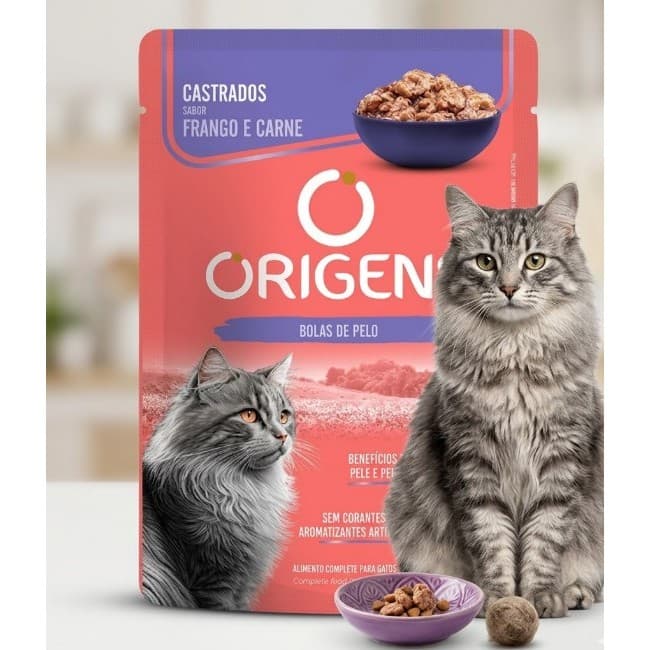 Sachê Origens Gatos Castrados Sabor Frango Premium Especial 85g Adimax