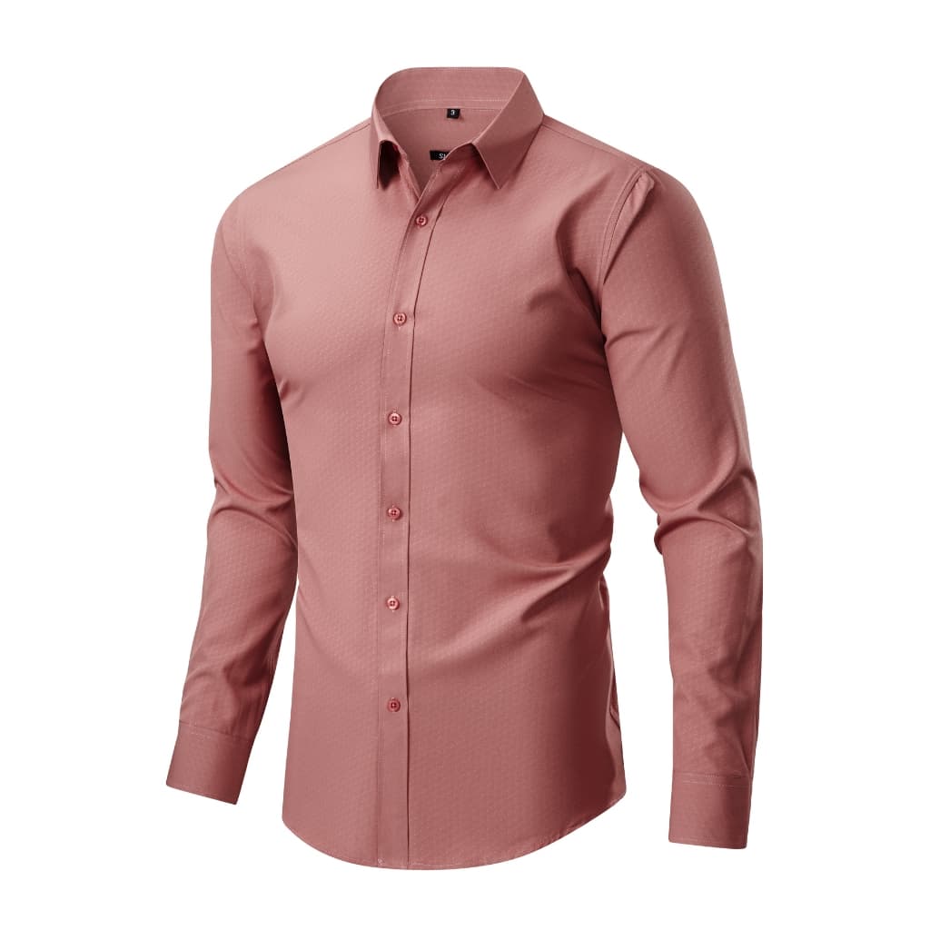 Camisa Social Slim Fit Masculina Manga Longa de Negócios Elegante com Estampa Discreta para Escritório e Trabalho