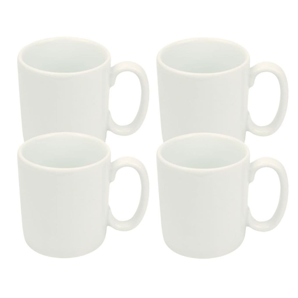 Kit 4 Canecas 300ml em Porcelana Branca