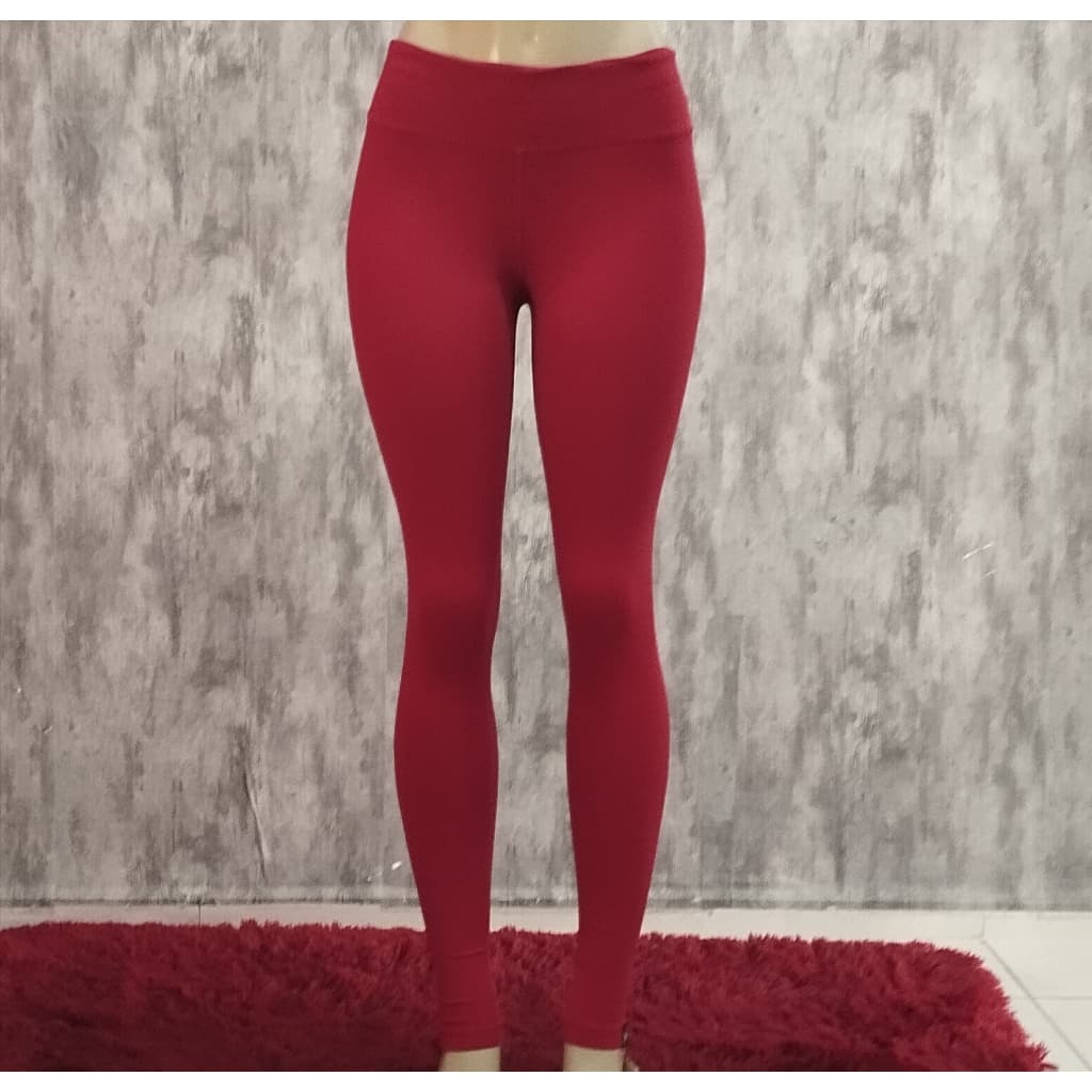 Calça Legging Feminina Vermelha  Cintura Alta Academia  Fitness Tamanho P
