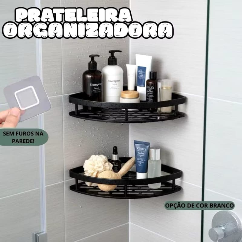 Kit 2 Prateleiras Adesivas para Banheiro – Sem Furadeira, Fácil Instalação