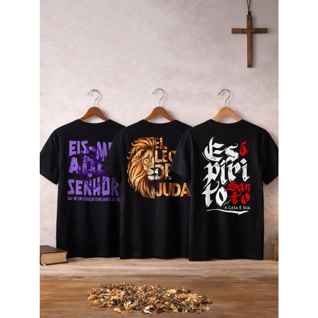 Kit 3 Camisetas Infantil Gospel Sortidas 100% Algodão Menino Menina Roupa Infantil 2 a 16 Anos Estampas Modernas