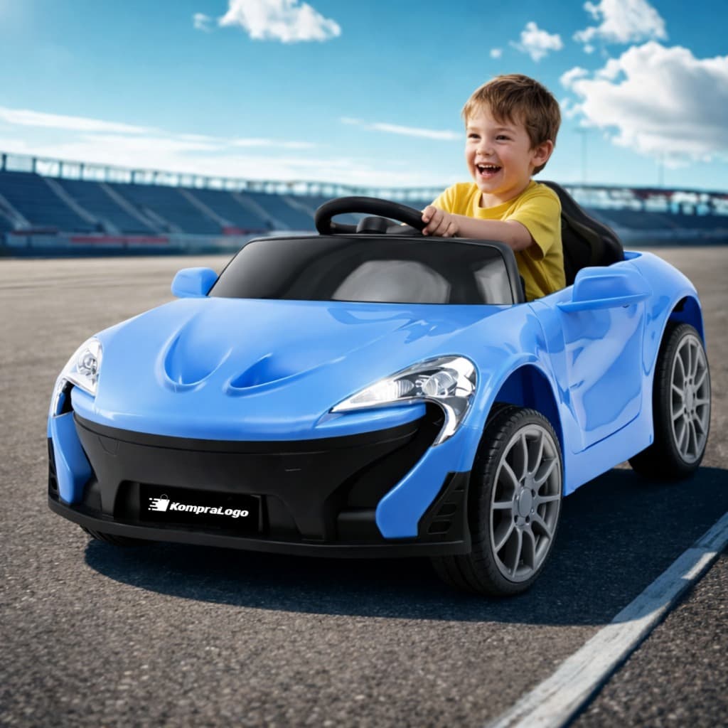 Carro Elétrico Infantil Esportivo Azul Controle Remoto Com Luz/Som Unitoys