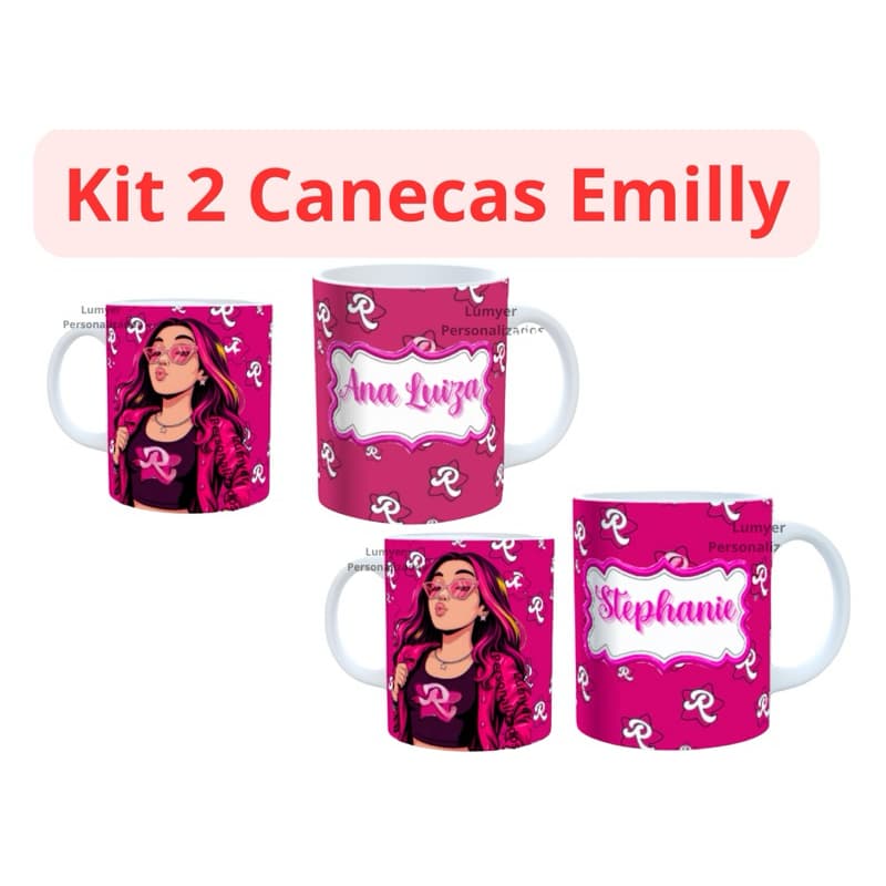 Caneca Emilly Vick 325 ml Personalizada Fã Os Rosa