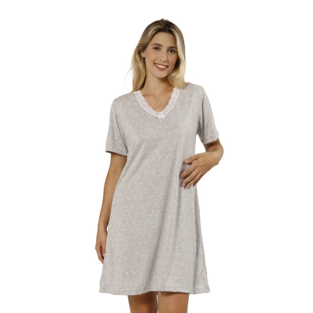 Camisola Feminina Pijama Com Manga Confortável Malha Premium Pós Cirurgico Roupa de Dormir Envio Rápido
