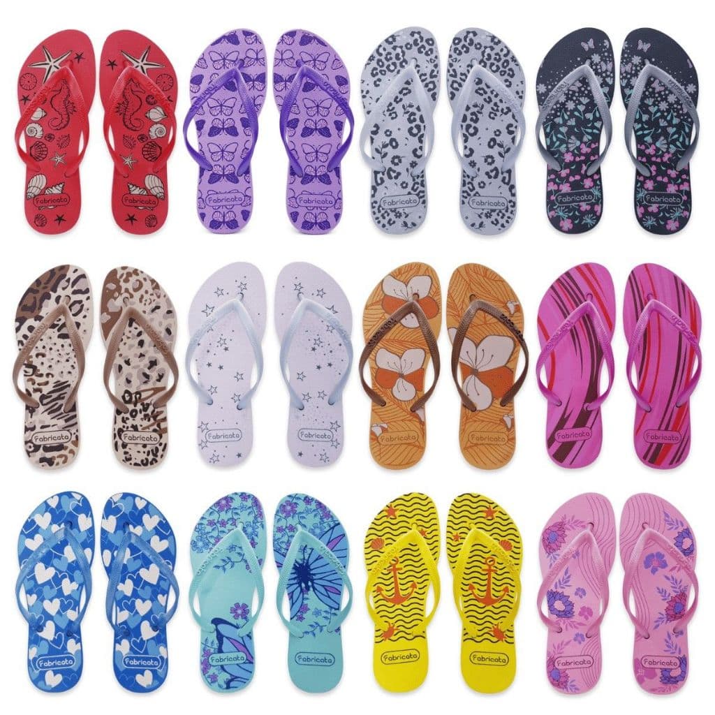 Kit 20 Pares Chinelo Feminino MARCA FABRICATA Sandália Rasteira Rasteirinha Estampado Revenda K36