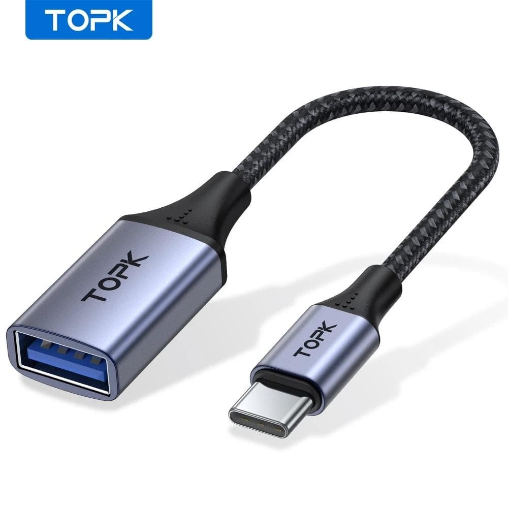 Topk-USB C para adaptador USB, cabo OTG, tipo C macho para USB 2.0 fêmea