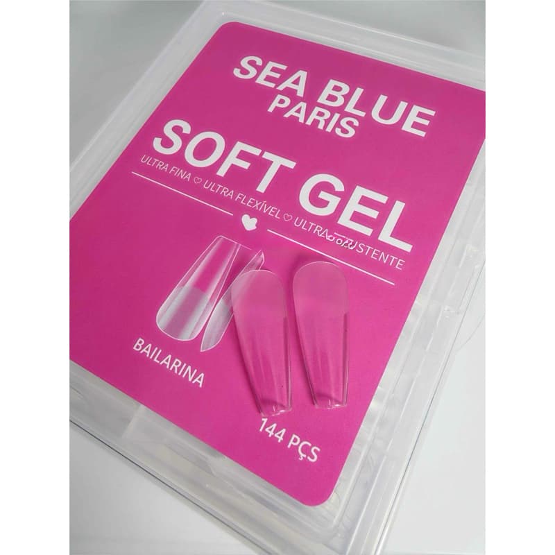 Soft Gel Bailarina Almond 144 Peças Sea Blue Paris Para Alongamento