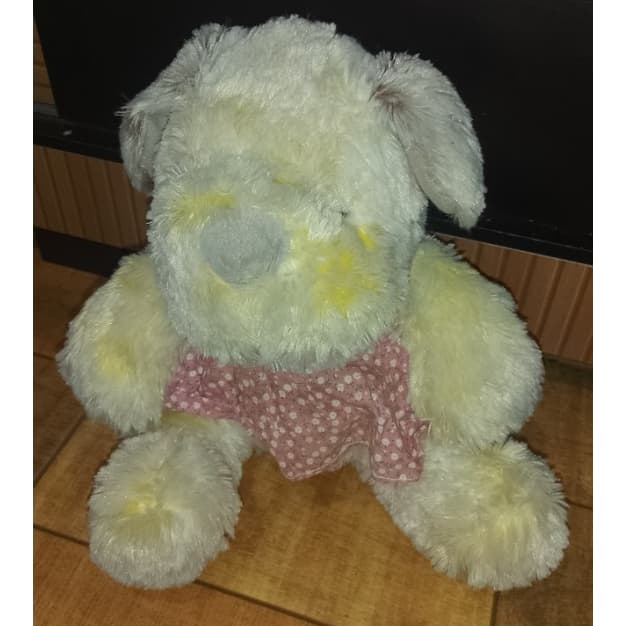 Pelúcia de cachorro com vestido rosa