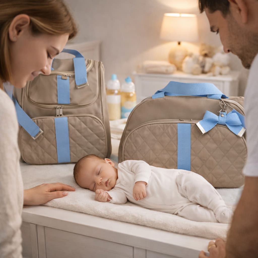 Conjunto Mamãe Bebê Premium  Bolsa Maternidade Menina com Mochila Térmica e Impermeável
